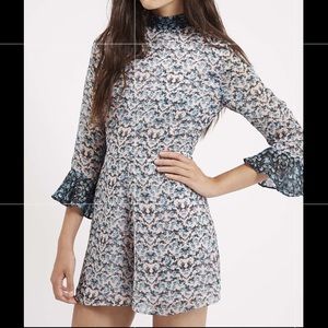 TOPSHOP Floral Printed Bell Sleeve Romper